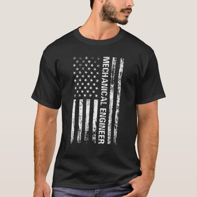 Mechanical Engineer US American Flag Engineering V T-Shirt (Front)
