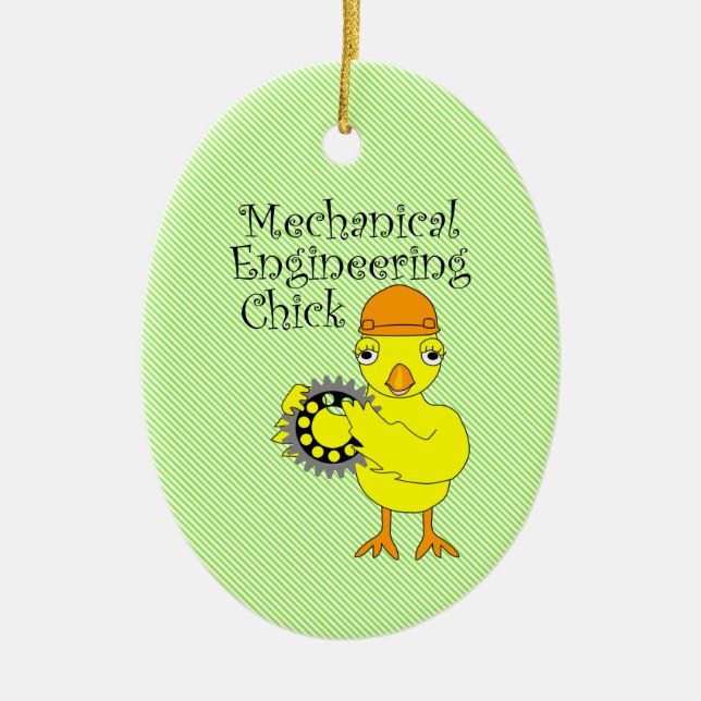 Mechanical Engineering Chick Gear Ceramic Ornament (Front)