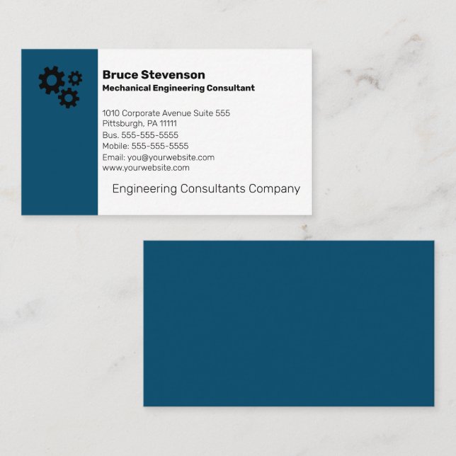 Mechanical Engineering Consultant Business Card (Front/Back)