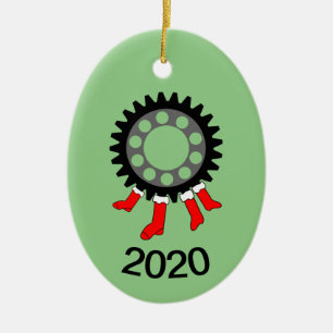 Mechanical Gear Christmas Stockings Ceramic Ornament