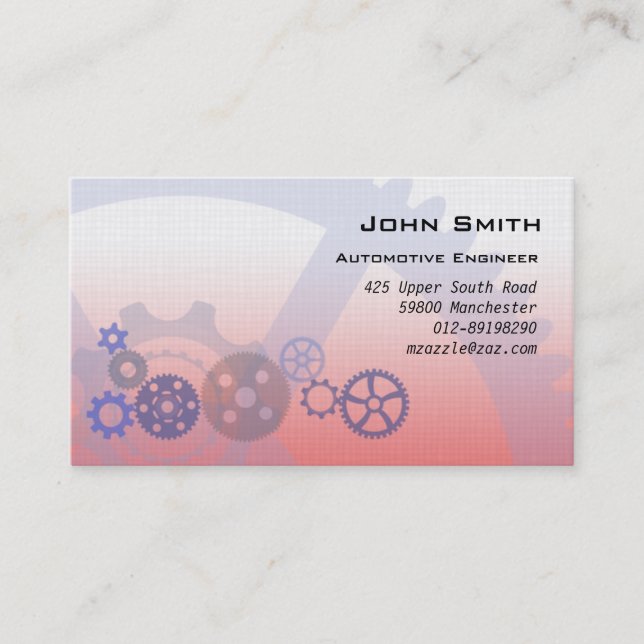 Mechanical Gears Red Business Card (Front)