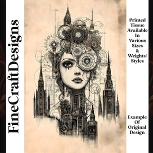 Mechanical Gothic Steampunk Woman N3 Decoupage Tissue Paper