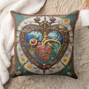 Mechanical Heart Anatomical Steampunk Series Cushion
