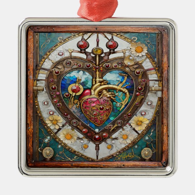 Mechanical Heart Anatomical Steampunk Series Metal Ornament (Front)