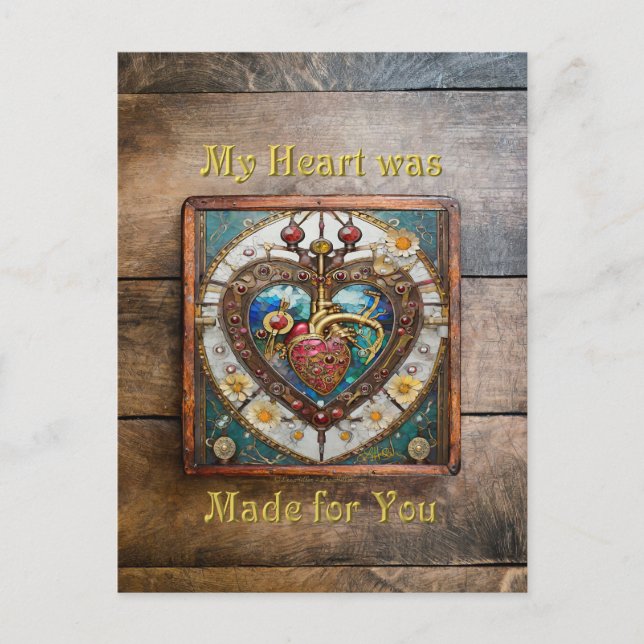 Mechanical Heart Anatomical Steampunk Series Postcard (Front)