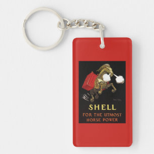 Mechanical Horse with Shell Oil Key Ring