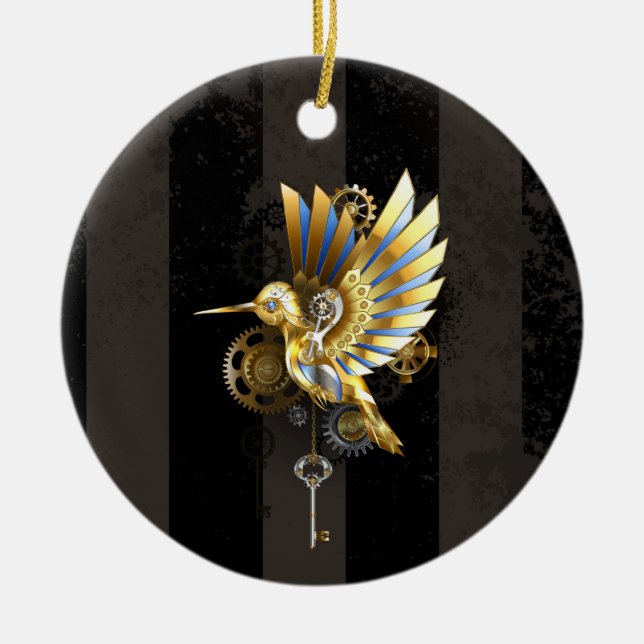 Mechanical Hummingbird Ceramic Ornament (Front)