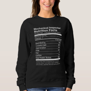 Mechanical Inspector Nutrition Facts Funny Sweatshirt