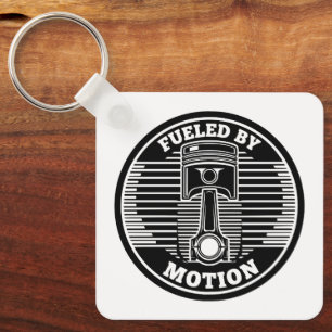 Mechanical Kinetic Piston Circular Mark Key Ring