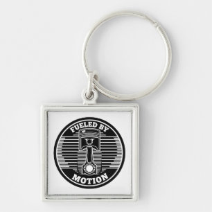 Mechanical Kinetic Piston Circular Mark Key Ring