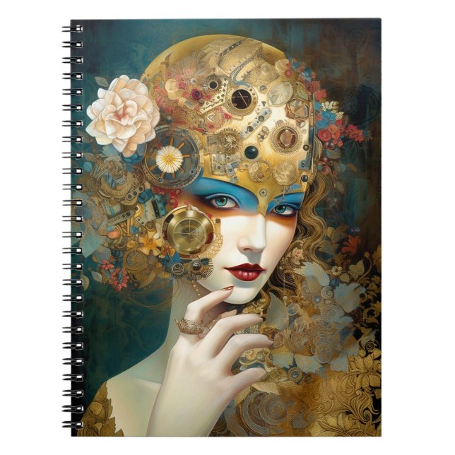 Mechanical Lady Robotic Fantasy Sci-Fi Notebook (Front)