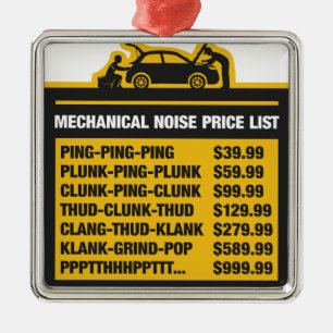 Mechanical Noise Price List Metal Ornament