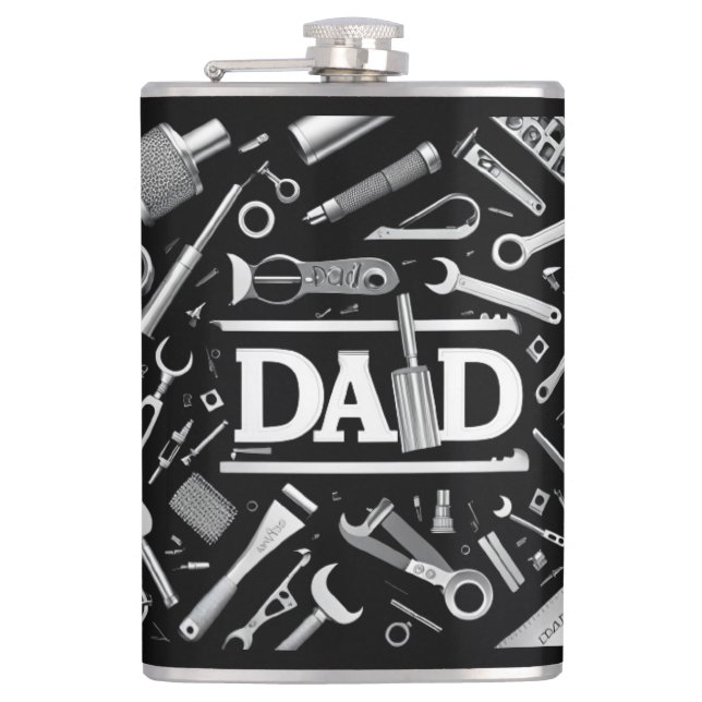 Mechanical Pattern, Dad Hip Flask (Front)