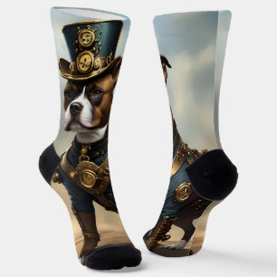 Mechanical Paws: Steampunk Staffordshire Terrier Socks