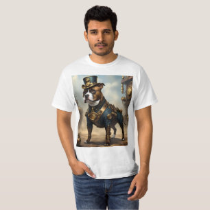 Mechanical Paws: Steampunk Staffordshire Terrier T-Shirt