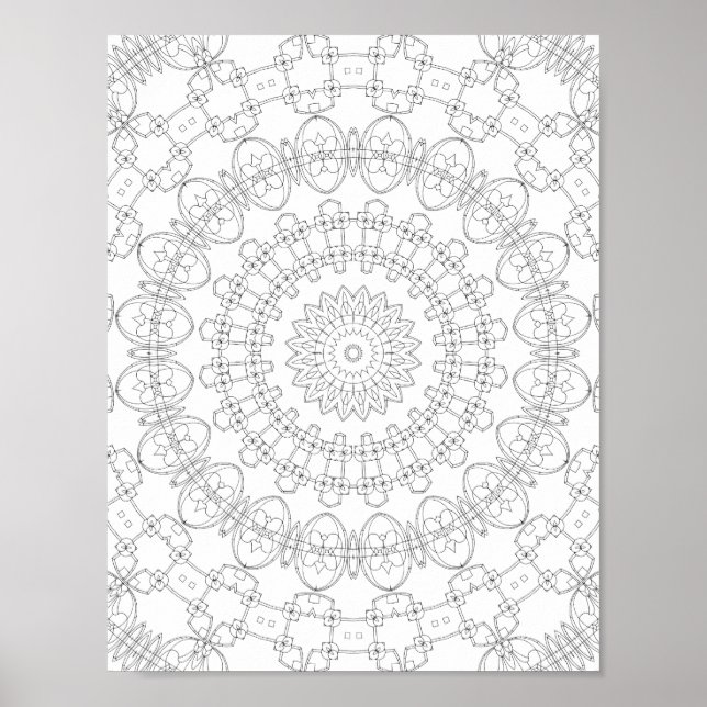 Mechanical Petal Rings Coloring Page Pattern Art Poster (Front)