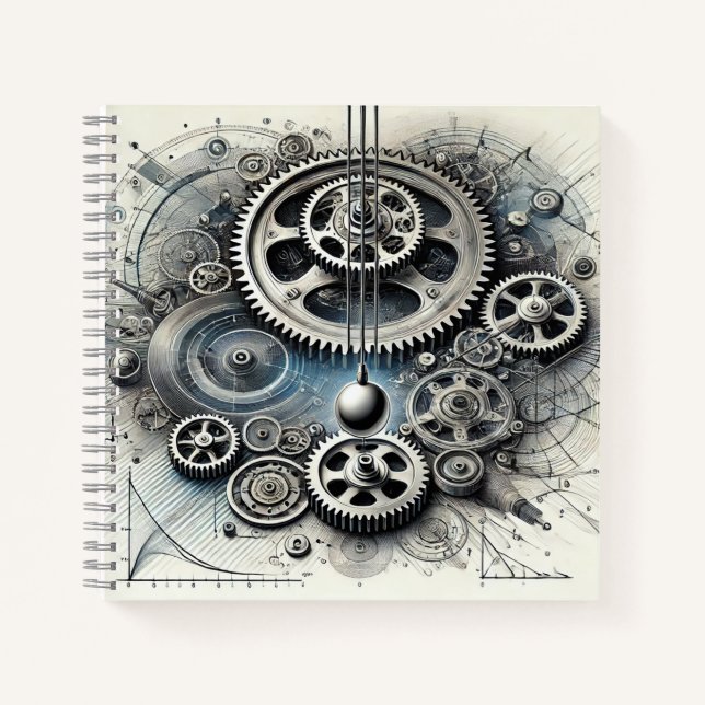 Mechanical Physics Gears, Motion & Diagrams Notebook (Front)