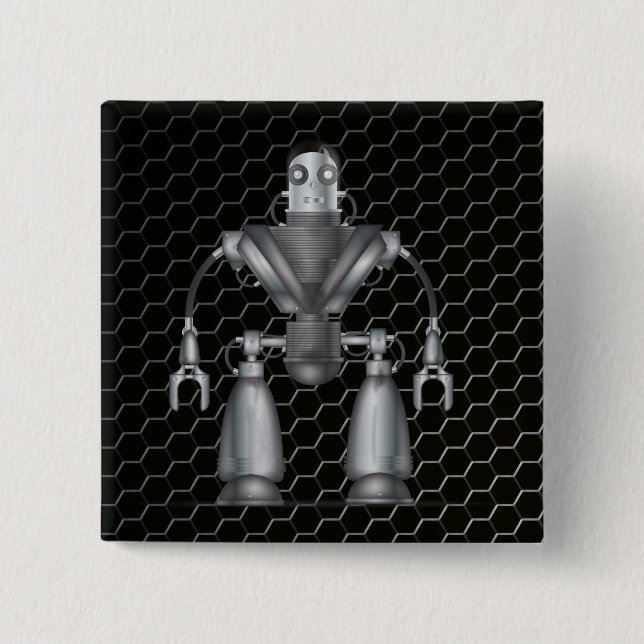 Mechanical Robot Cartoon 15 Cm Square Badge (Front)