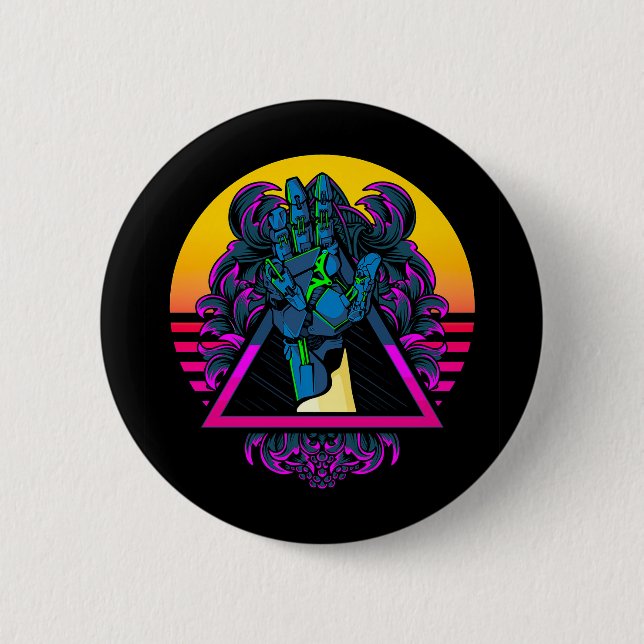 Mechanical Robotic Hand Modern Artwork | 6 Cm Round Badge (Front)