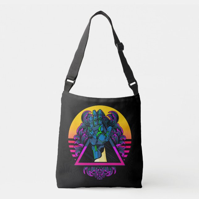 Mechanical Robotic Hand Modern Artwork | Crossbody Bag (Front)