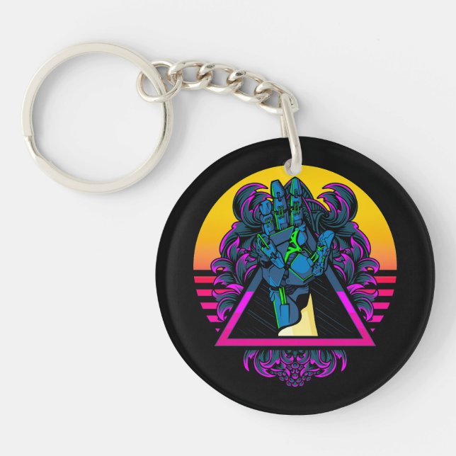 Mechanical Robotic Hand Modern Artwork | Key Ring (Front)