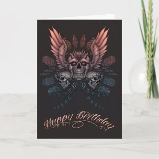 Mechanical Skull Birthday Card