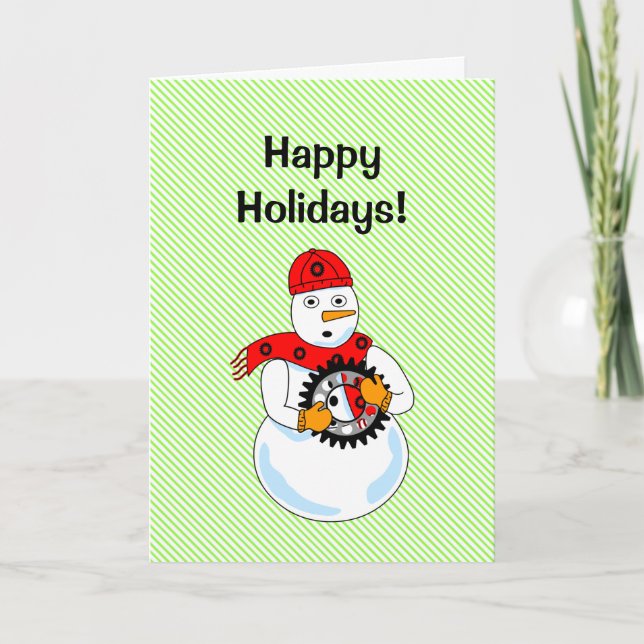 Mechanical Snowman Christmas Card (Front)
