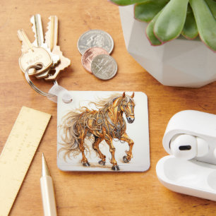 Mechanical Steampunk Horse Gold Silver  Key Ring