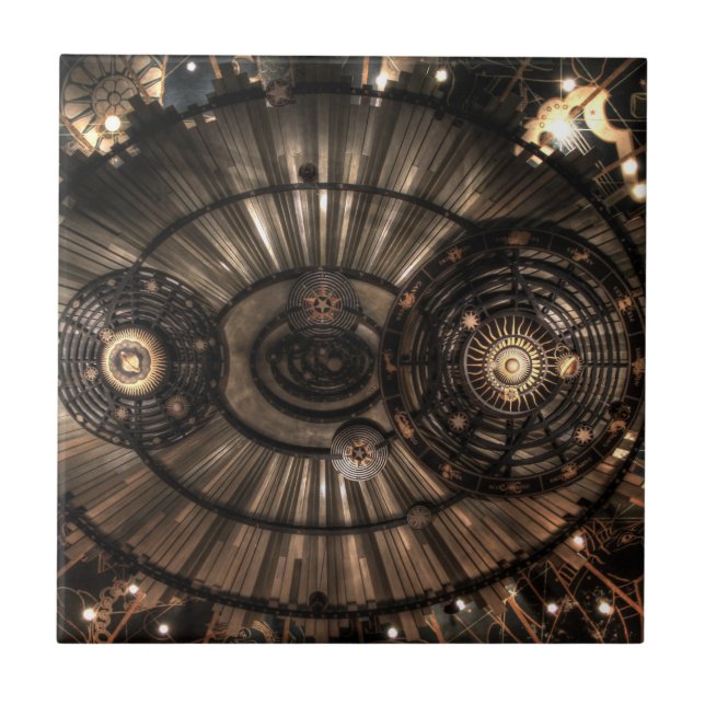 Mechanical Steampunk Zodiac Constellations Ceramic Tile (Front)