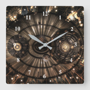 Mechanical Steampunk Zodiac Constellations Square Wall Clock