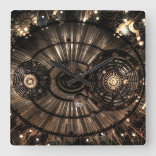 Mechanical Steampunk Zodiac Constellations Square Wall Clock