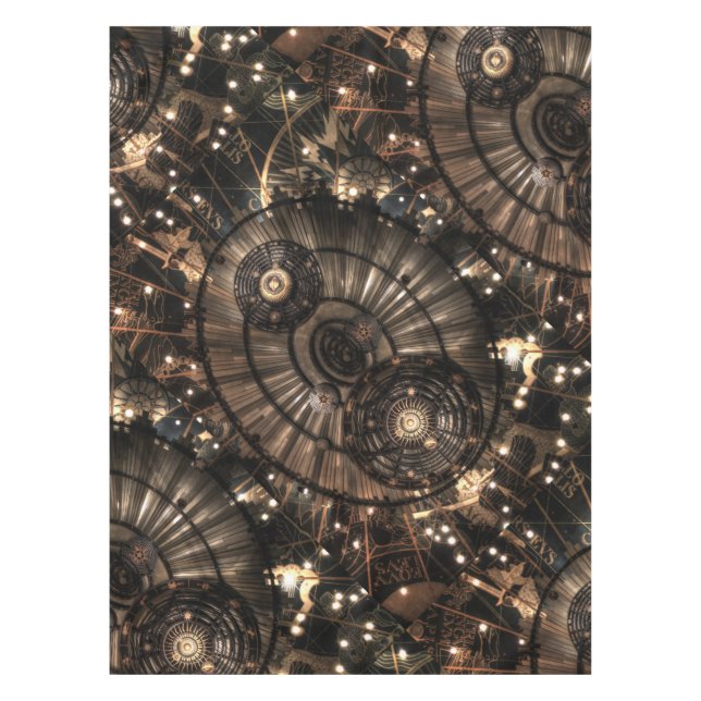 Mechanical Steampunk Zodiac Constellations Tablecloth (Front)