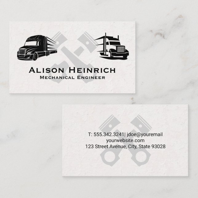 Mechanical Technology | Pistons | Semi Trucks Business Card (Front/Back)