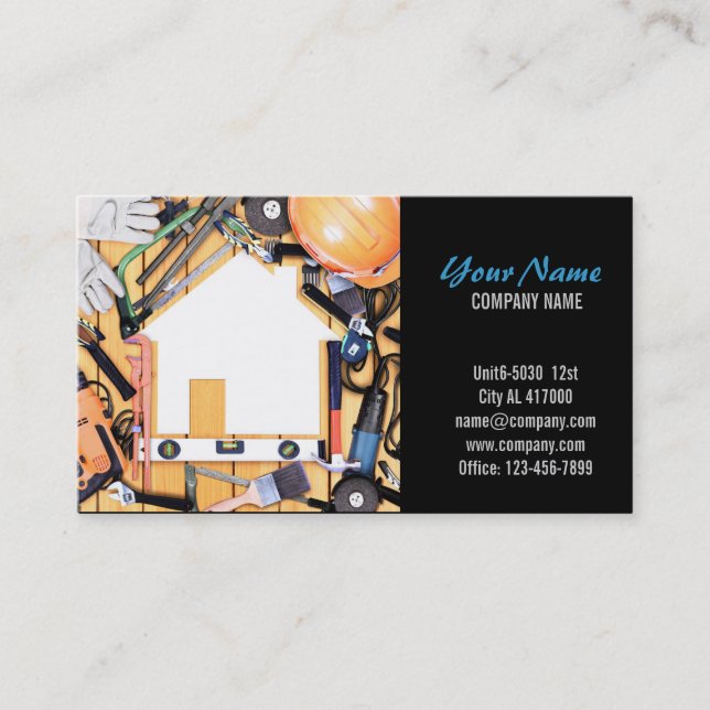 Mechanical Tools Handyman Carpentry Construction Business Card (Front)