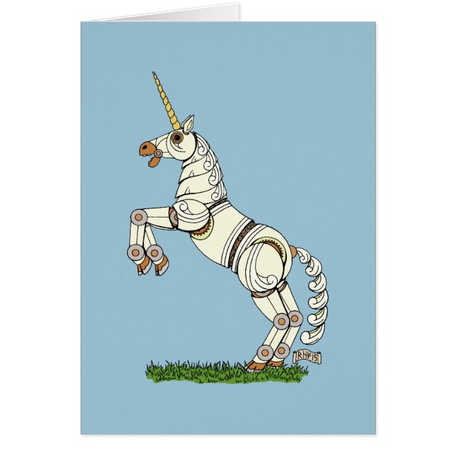 Mechanical Unicorn Greeting Card (Front)
