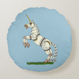 Mechanical Unicorn Round Cushion