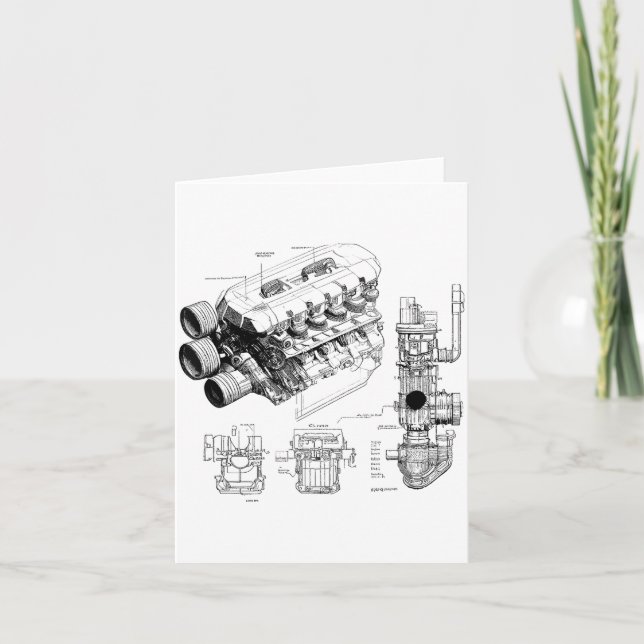 Mechanics Car Enthusiast Men Engine Eces  Card (Front)