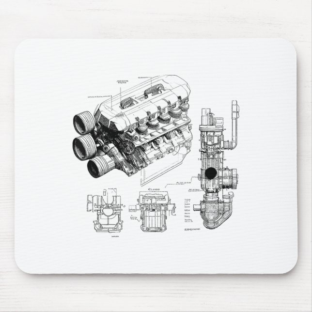 Mechanics Car Enthusiast Men Engine Eces  Mouse Pad (Front)