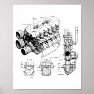 Mechanics Car Enthusiast Men Engine Eces  Poster