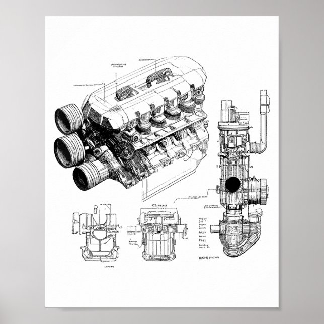 Mechanics Car Enthusiast Men Engine Eces  Poster (Front)