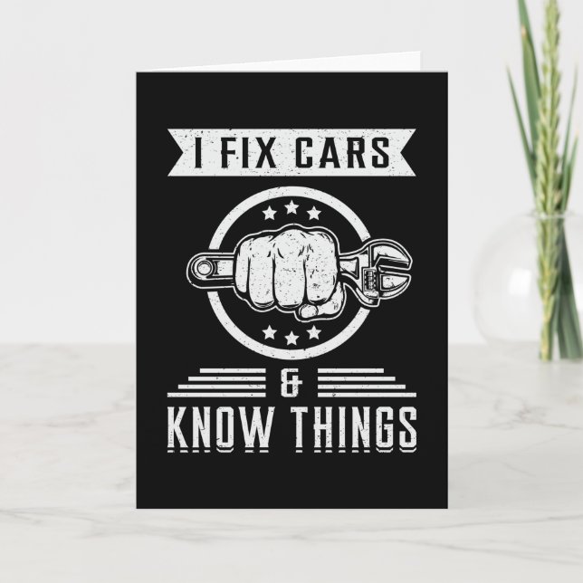 Mechanics Car Mechanic Car Engine Funny Gift Idea Card (Front)