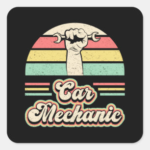 Mechanics Car Mechanic Engine Car Funny Gift Idea Square Sticker