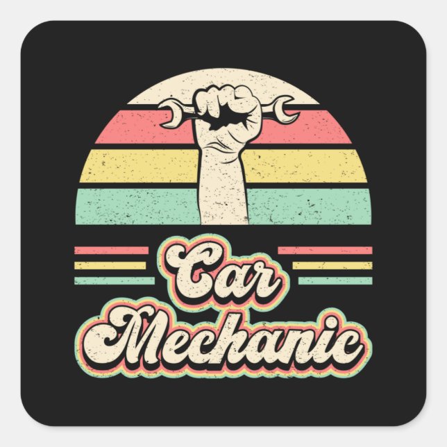 Mechanics Car Mechanic Engine Car Funny Gift Idea Square Sticker (Front)