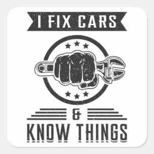 Mechanics Car Mechanic Engine Garage Funny Gift Square Sticker