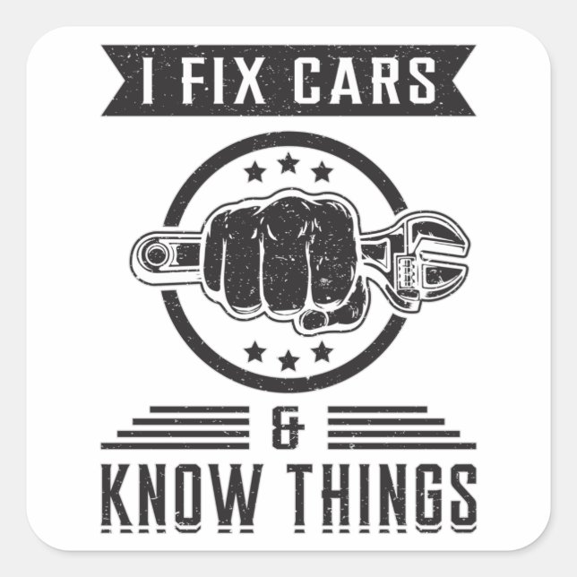 Mechanics Car Mechanic Engine Garage Funny Gift Square Sticker (Front)