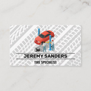 Mechanics Changing Tires Tire Marks Business Card