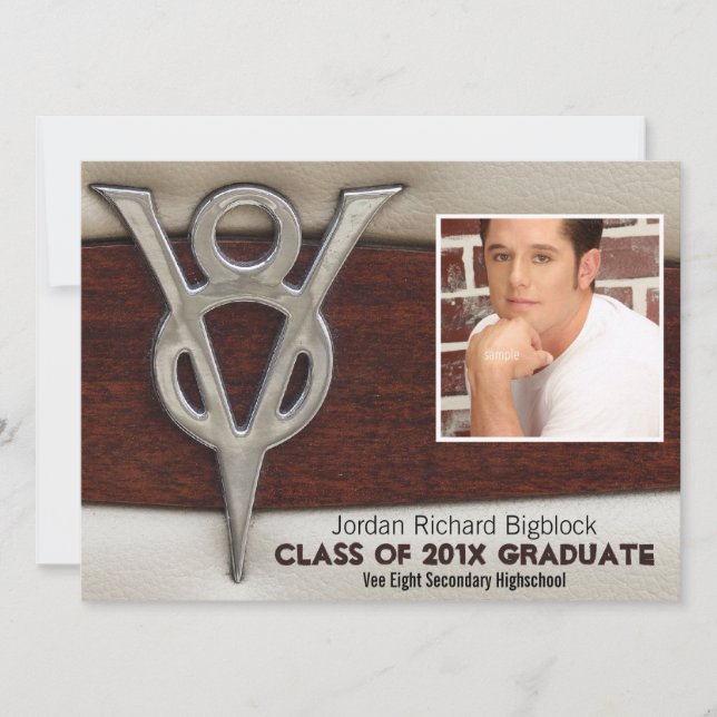 Mechanics Student V8 Emblem Photo Grad Invitation (Front)