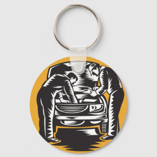 Mechanics Working On A Car Keychain