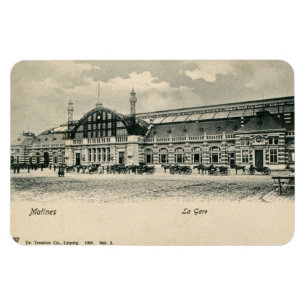 Mechelen antique neo renaissance railroad station Magnet