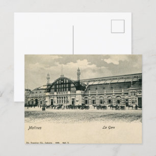 Mechelen antique neo renaissance railroad station Postcard